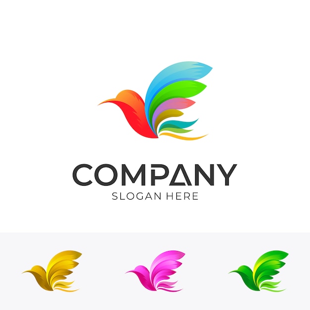 Bird logo design with colorful style Premium Vector
