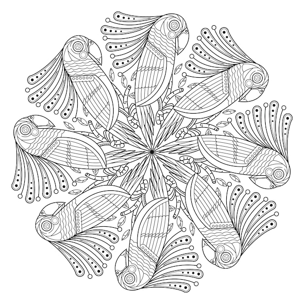 Bird Mandala Coloring Sheet - Image 2