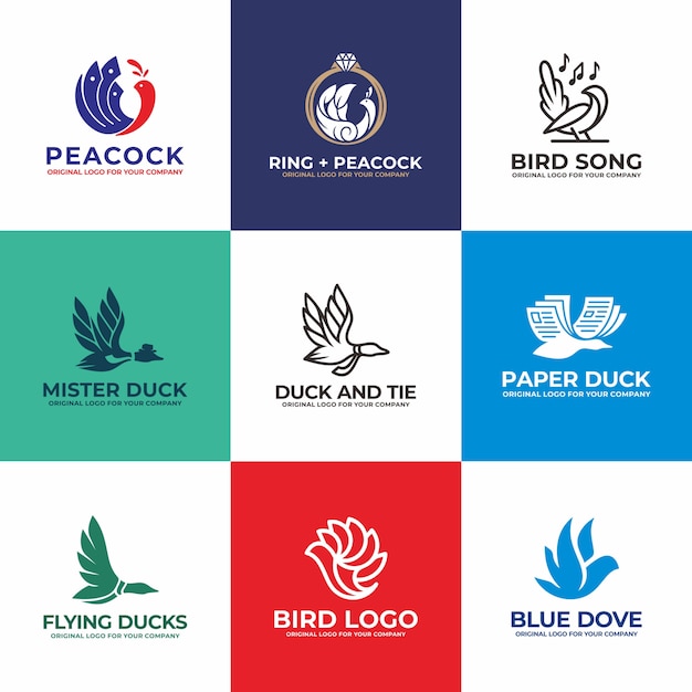 Download Free Bird Swan Duck Dove Peacock Logo Design Collection Premium Use our free logo maker to create a logo and build your brand. Put your logo on business cards, promotional products, or your website for brand visibility.