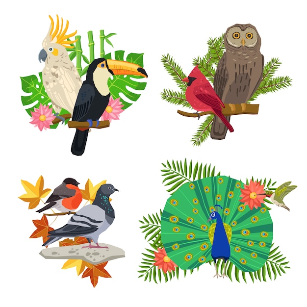Birds And Flowers Set