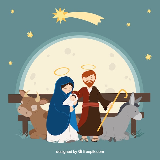 Birth of jesus with ox and mule