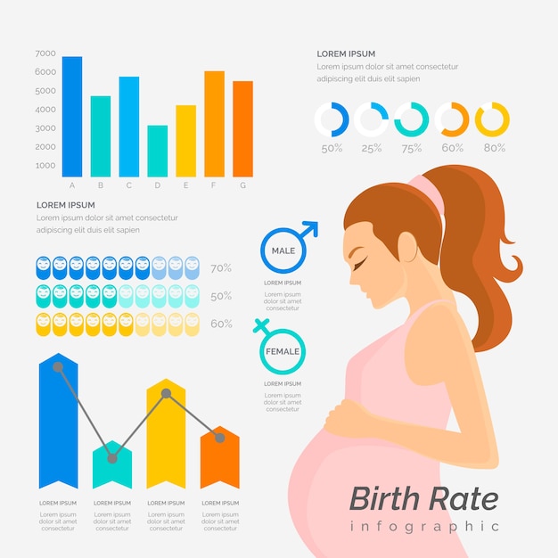 Free Vector Birth Rate Infographic Template