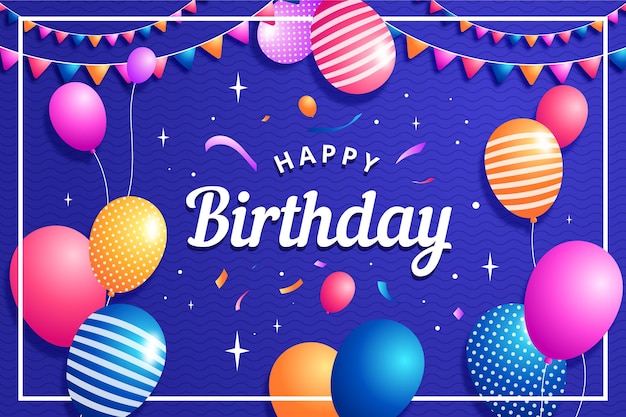 Premium Vector | Birthday background with balloons and confetti