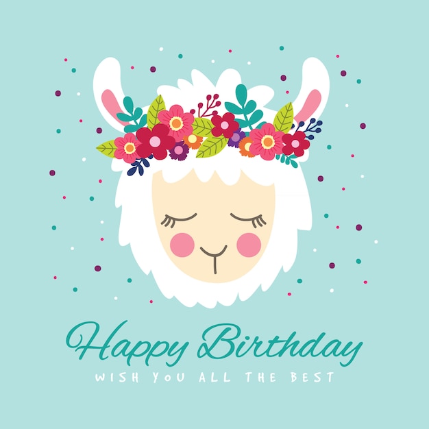 Download Premium Vector | Birthday background with cute llama