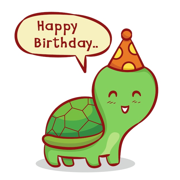 Premium Vector | Birthday background with cute turtle hand drawn