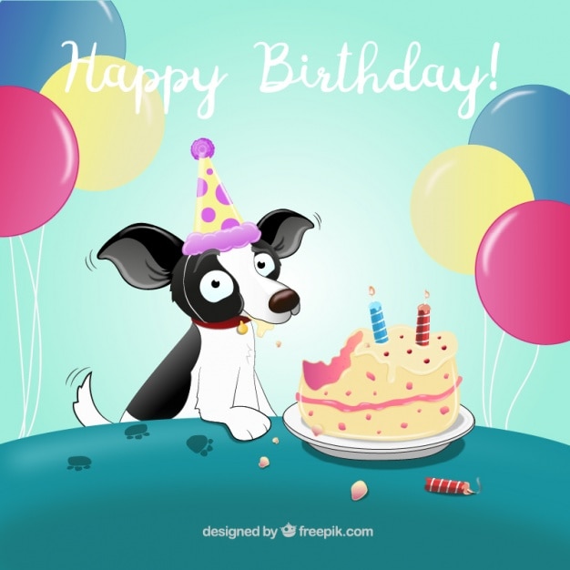 Birthday background with dog Vector | Free Download