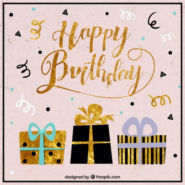 Birthday Background With Gifts And Golden Details Stock Images Page Everypixel