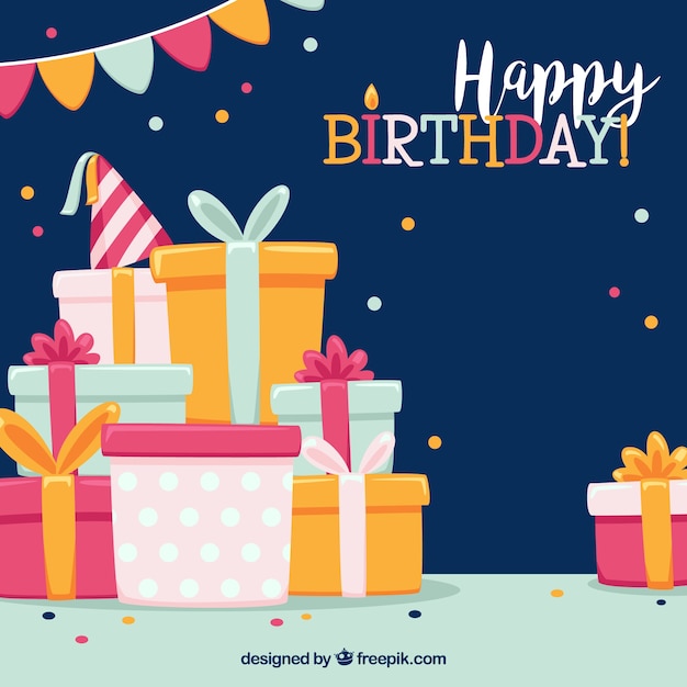 Download Birthday background with gifts Vector | Free Download