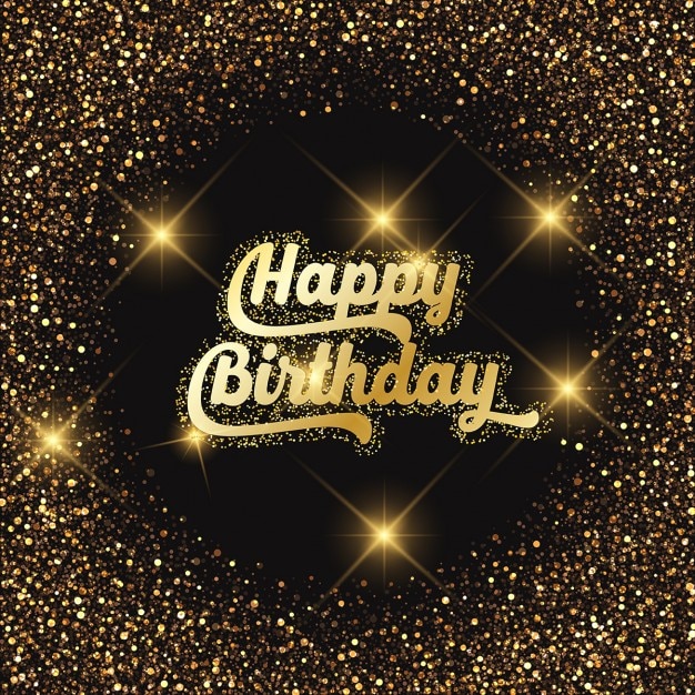 Birthday background with gold effect and lights Vector | Free Download