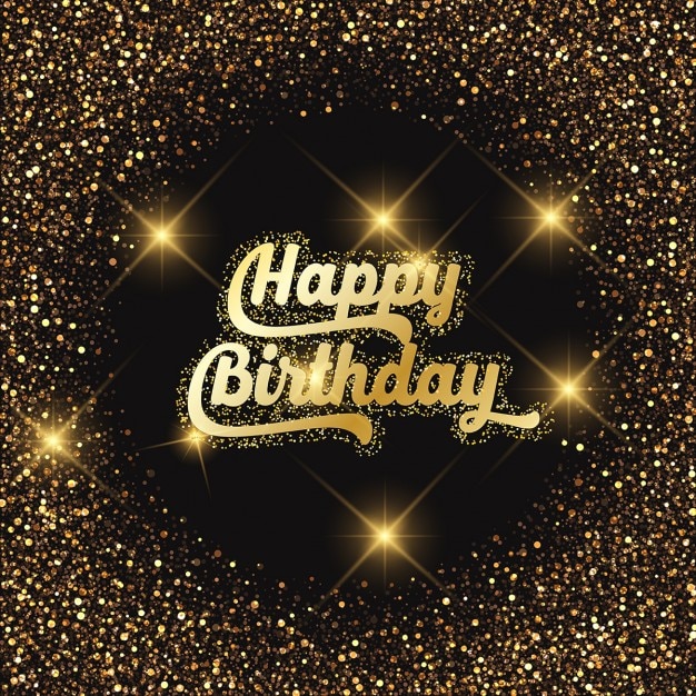 Free Vector | Birthday background with gold effect and lights