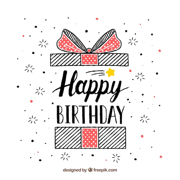 Download Birthday background with hand drawn gift Vector | Free ...