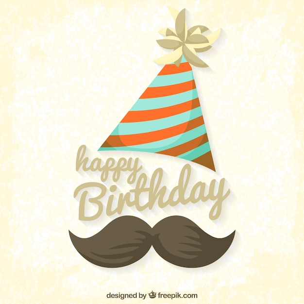 Free Vector | Birthday background with hat and mustache