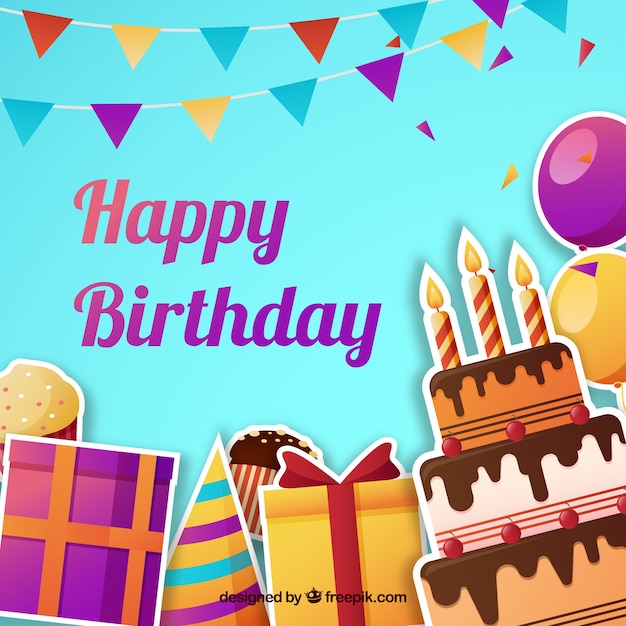 Free Vector | Birthday background with stickers