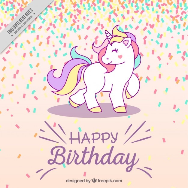 Birthday background with unicorn