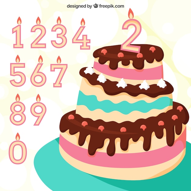 Free Vector Birthday Cake And Candles Background