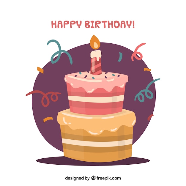 Free Vector | Birthday cake composition with flat design