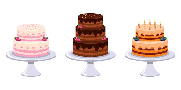 Premium Vector | Birthday cake isolated on white background