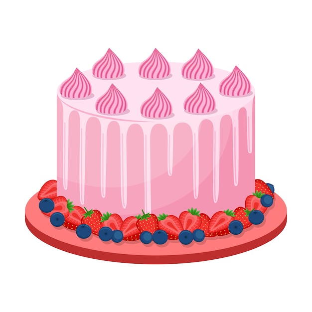 Premium Vector | Birthday cake on white background, vector illustration