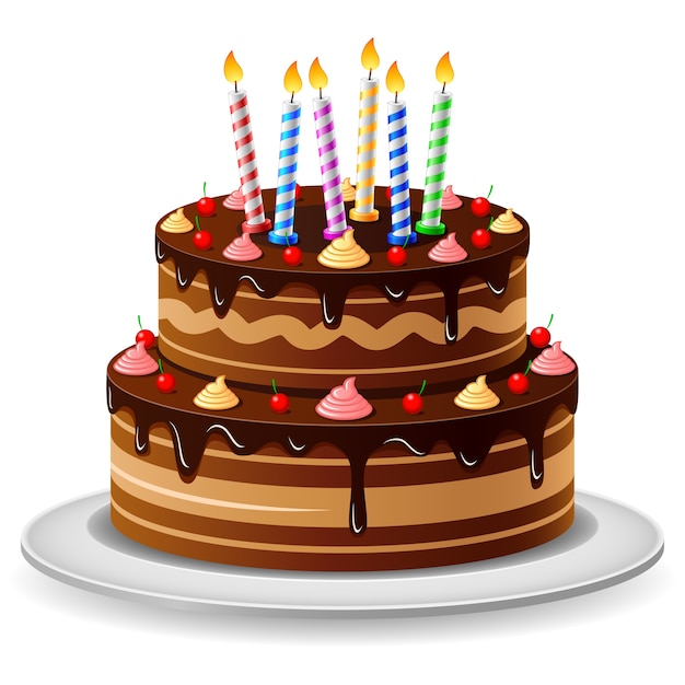 Download Premium Vector | Birthday cake on a white background