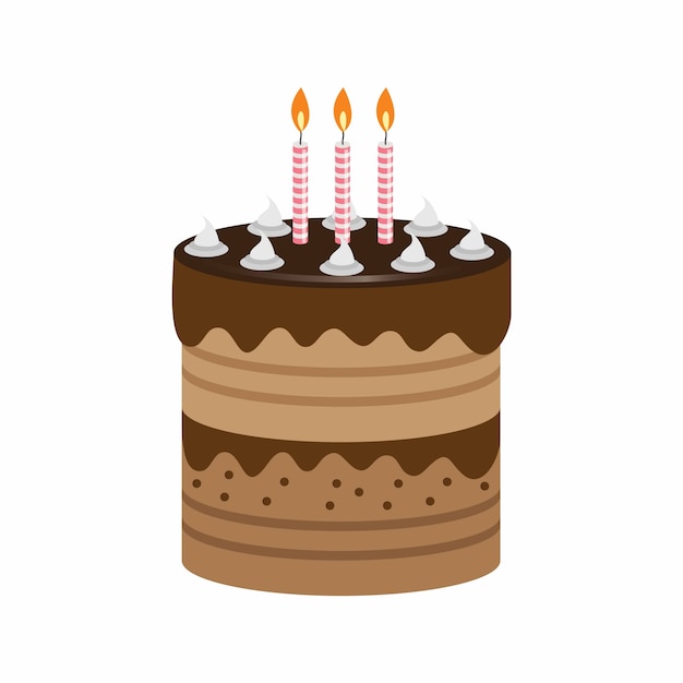 Download Birthday cake with beautiful garnish and candles. vector ...