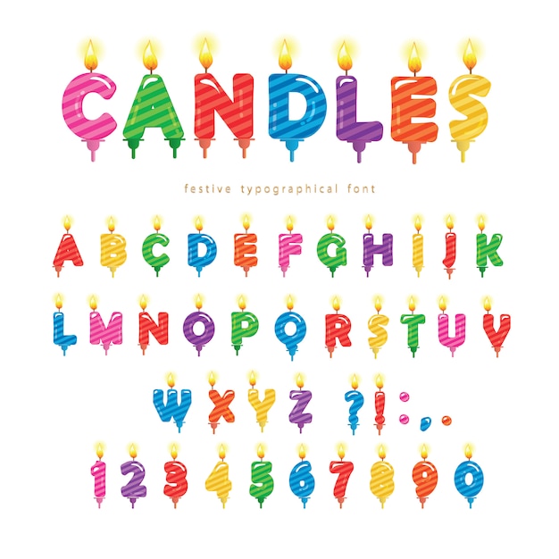Download Birthday candles colorful font design | Premium Vector