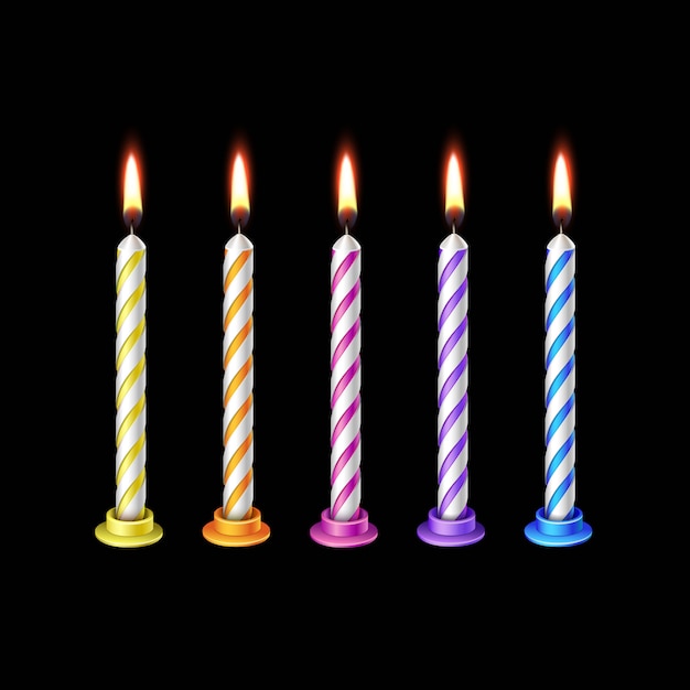 Premium Vector | Birthday candles flame fire light isolated