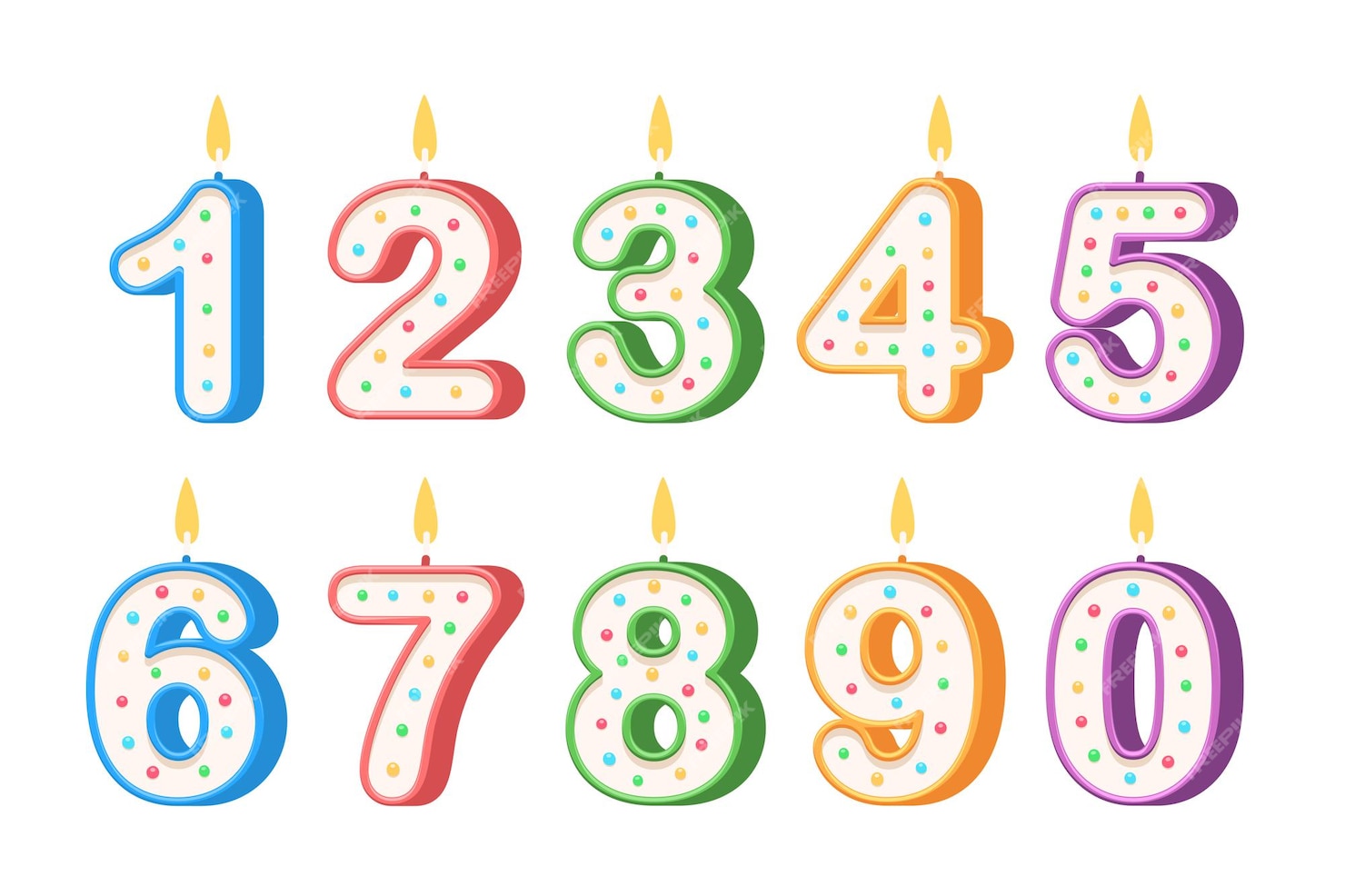 Premium Vector | Birthday candles in the form of numbers isolated on white