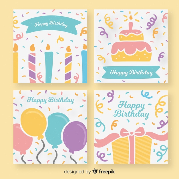 Free Vector | Birthday card collection