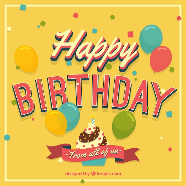 Download Vector Birthday Card In Retro Style Vectorpicker