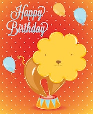 Premium Vector Birthday Card Lion