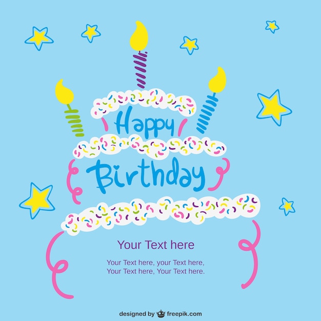 Download Free Vector | Birthday card template with cake