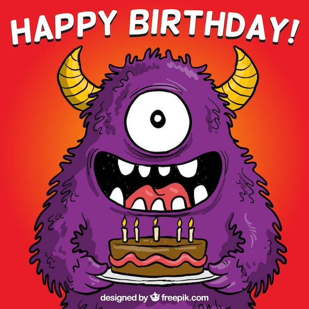 Download Birthday card with a monster Vector | Free Download