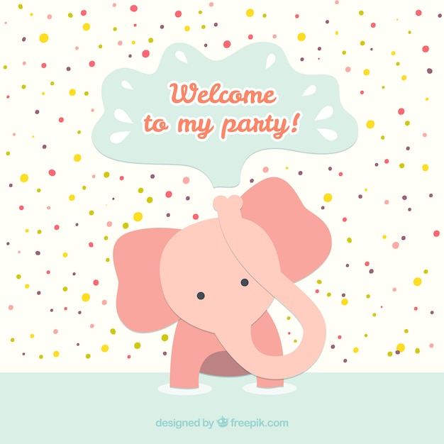 Download Free Vector | Birthday card with baby elephant