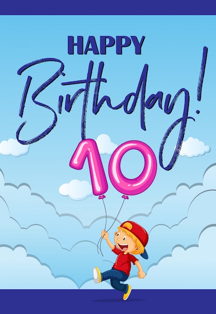Download Birthday card with boy and number ten Vector | Free Download