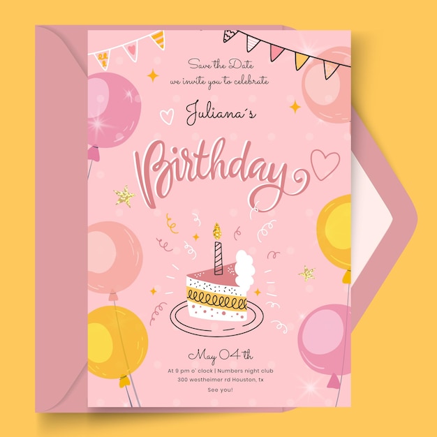 Free Vector Birthday Card With Cake Template