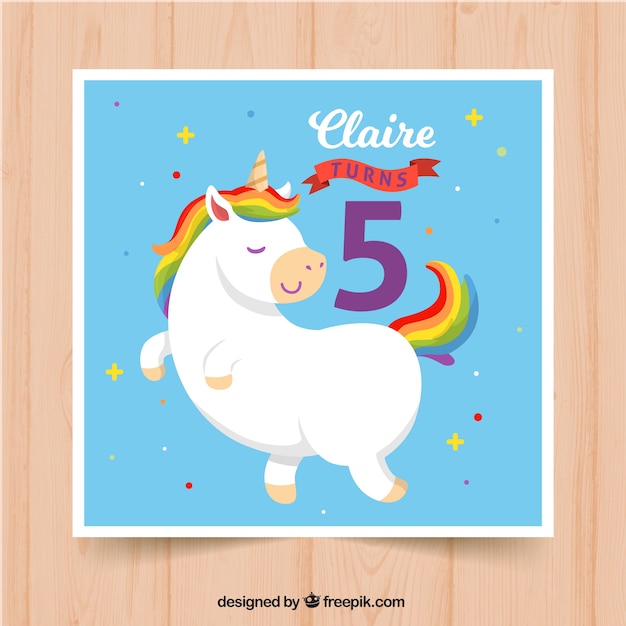 Download Free Vector | Birthday card with fun unicorn