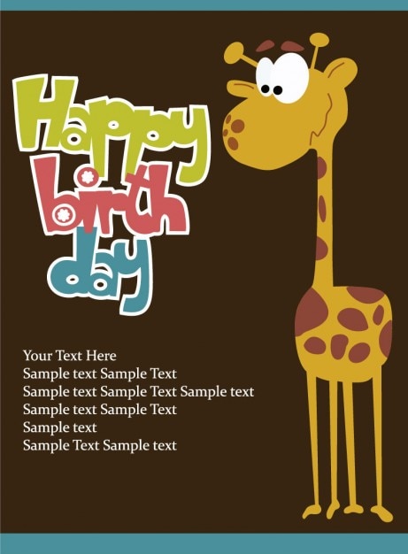 Download Birthday card with giraffe vector Vector | Free Download