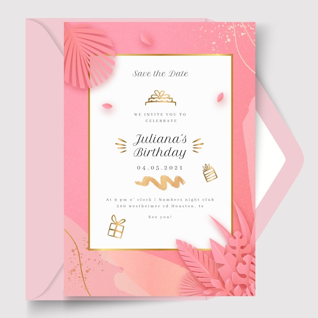 Free Vector Birthday Card With Golden Details Template
