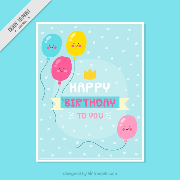 Birthday card with hand drawn nice\
balloons