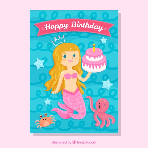 birthday-card-with-mermaid-vector-free-download