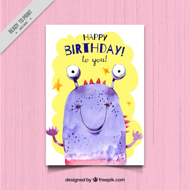 Birthday card with nice monster