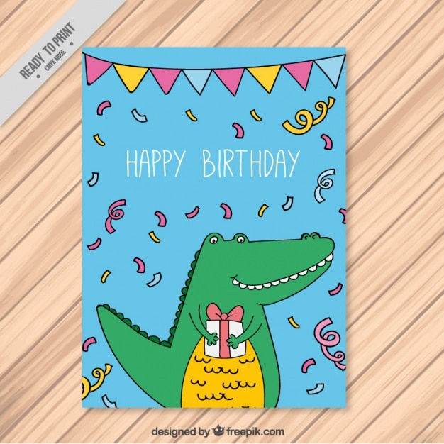 free-vector-birthday-card-with-a-smiling-crocodile