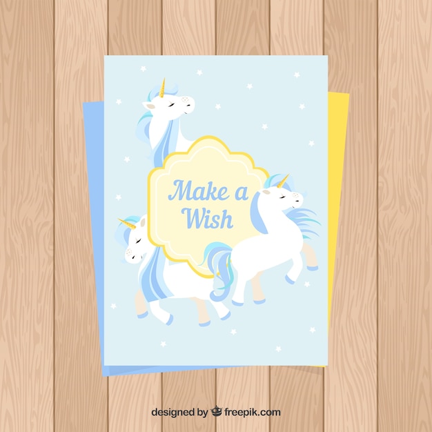 Download Birthday card with three unicorns Vector | Free Download