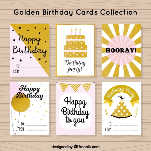 Free Vector Birthday Cards Pink And Gold