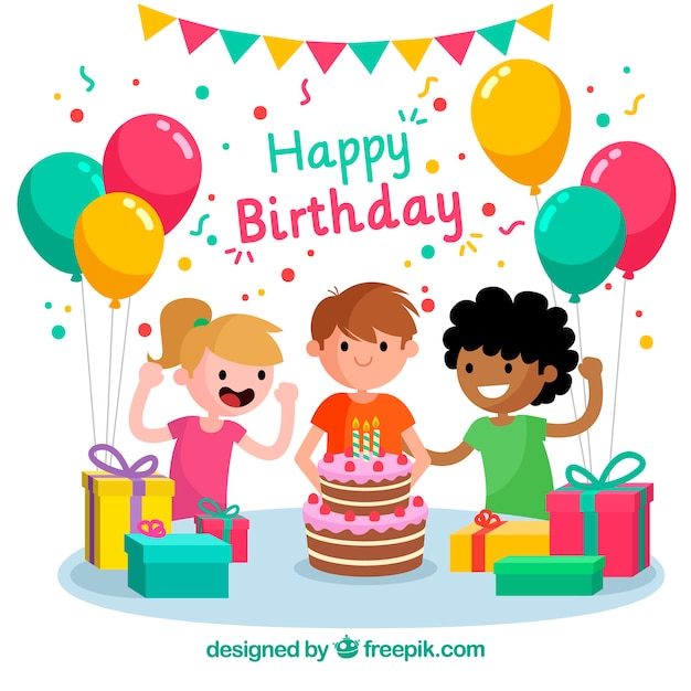 Free Vector | Birthday celebration background with children