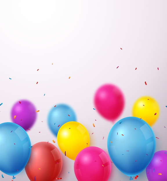 Premium Vector | Birthday celebration banner with colorful balloons and ...