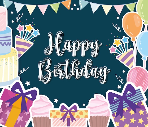 Premium Vector Birthday Celebration Party Festive Card