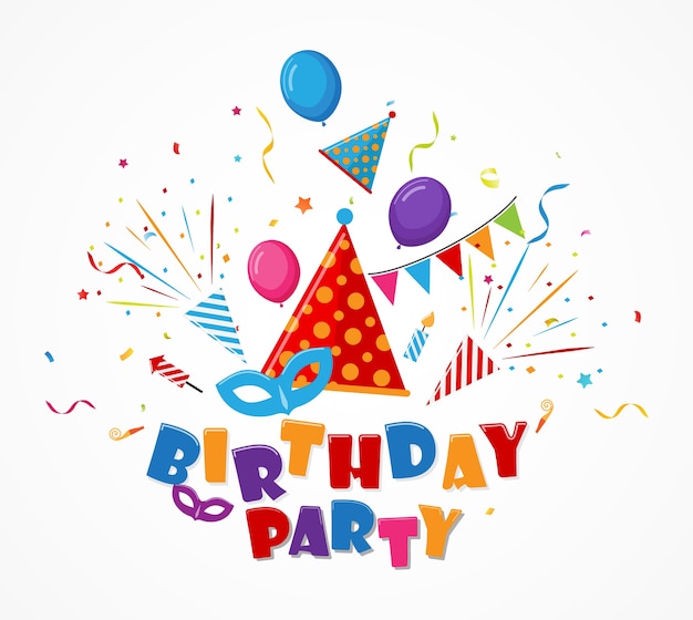 Download Birthday celebration with confetti and party icon Vector ...