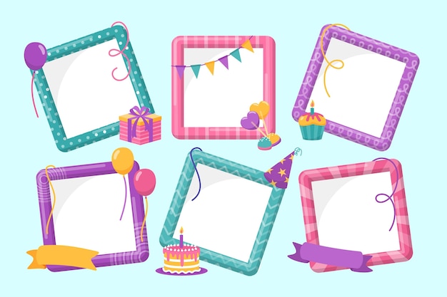 Premium Vector | Birthday collage frame collection in flat design