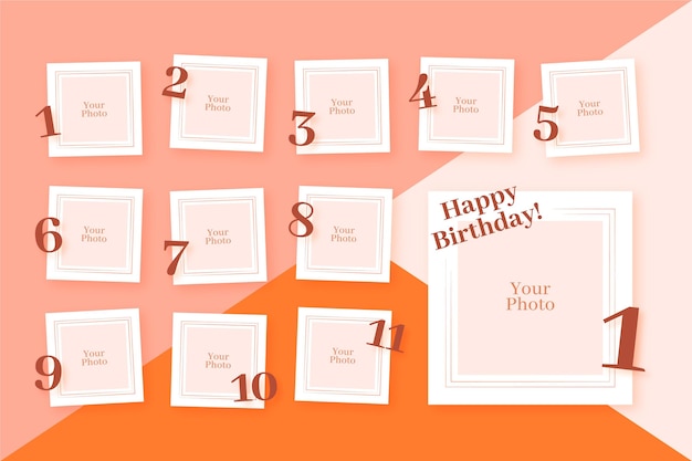 Free Vector | Birthday collage frame collection in flat design